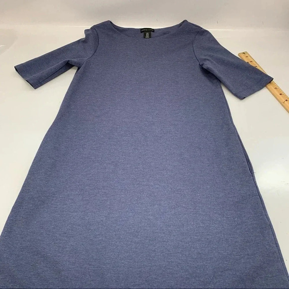Adrienne Vittadini Shift Dress 6 Blue  Pockets Above Knee Stretch Knit Office - Picture 5 of 9
